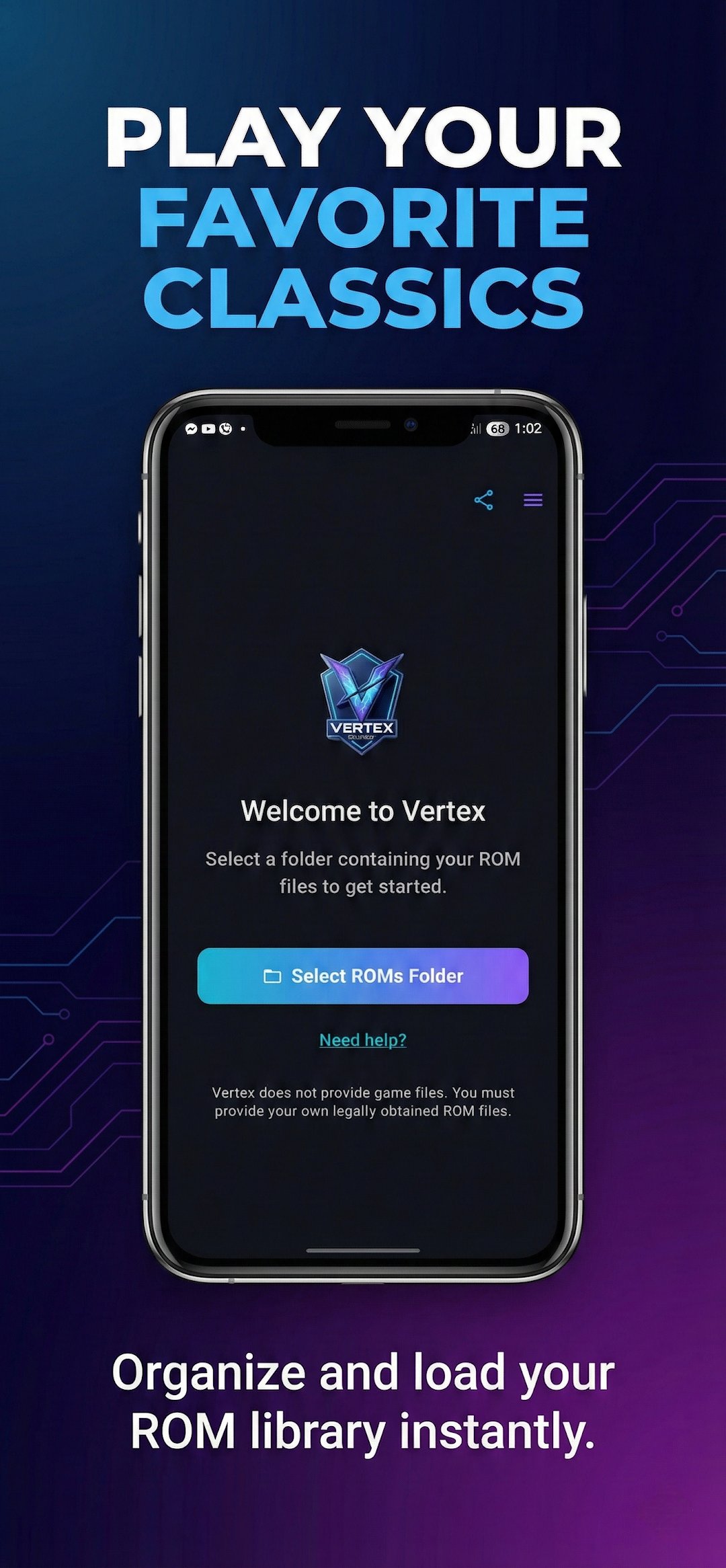 Vertex: محاكي ألعاب كلاسيكية screenshot 1